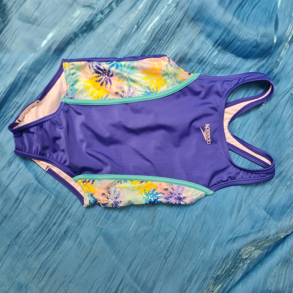 Speedo Deep Blue/purple Swimsuit with Tropical Accents